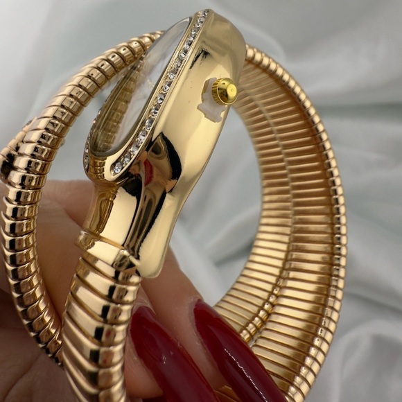 Serpentine Anthropologie Gold Snake Coil Wrap Watch - Crystal-Embellished main image 5
